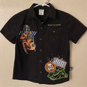 CLEARANCE.DisneyStore Star Wars BoysSize 7/8 ShortsleeveJediPatchButtonDownShirt
